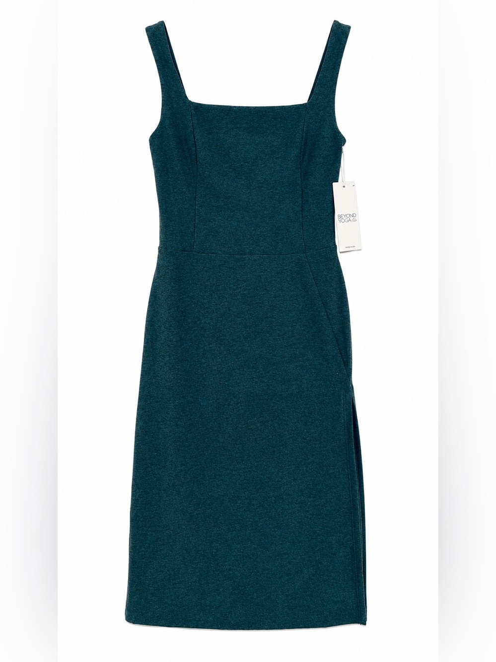 Beyond Yoga Spacedye Square Neck Midi Dress Dark Green XXS NWT